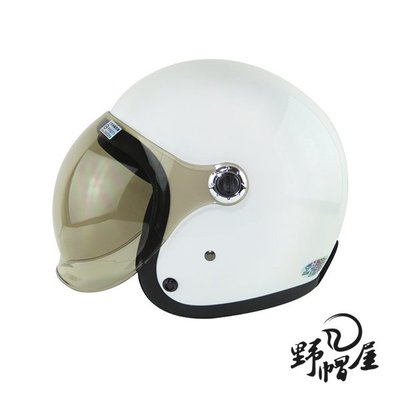 《野帽屋》K-805P5 泡泡鏡騎士帽 半罩 3/4罩 安全帽 內襯全可拆 復古帽  805P5 ninja 白