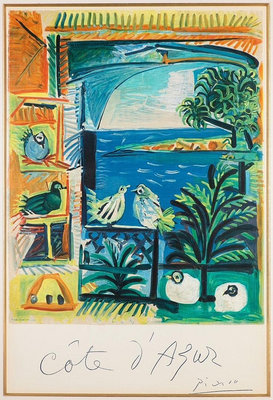 中古版畫Pablo Picasso“蔚藍海岸”1962