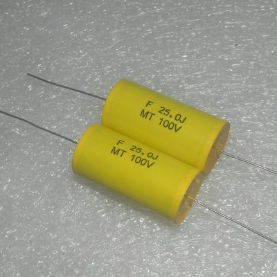 臺灣華侖FARAD 100V25UF 25.0J 100VDC MT軸向無極聚酯薄膜電容