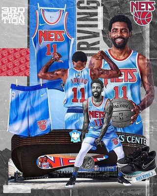 南◇2021 4月 Nike NBA 布魯克林籃網隊 KYRIE IRVING 11 藍色 復古球衣CQ4253-403