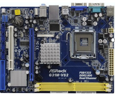 【24小時營業】華擎 G31M-VS2 ( 網、音、顯 ) 整合式主機板、記憶體支援DDR2、 庫存備品、附檔板