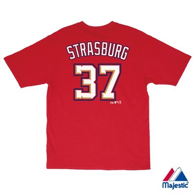 MLB Majestic美國大聯盟 國民隊STRASBURG背號短袖T恤-紅