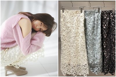 🌸Lenas通販⭐特價⭐2022年12月日本SNIDEL三色甜美氣質鏤空刺繡蕾絲包臀合身魚尾裙高腰長裙