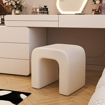 北歐網紅奶油風化妝台椅子卧室輕奢高級感梳妝凳現代簡約白色凳子雅雅百貨館-