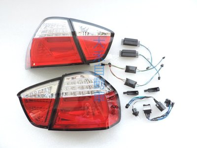 大禾自動車 導光條 LED方向燈 紅白後燈 類F80 M3尾燈樣式 微燻黑 適用 BMW E90 05~08年