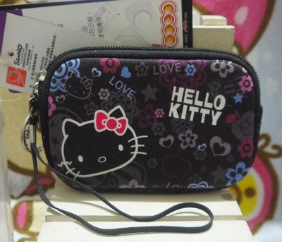 正版﹝Sanrio﹞授權※Hello Kitty凱蒂貓※【kitty黑色圖案】彈力膠數碼防護袋/相機包