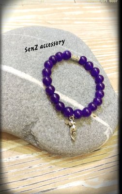 【 SenZ accessory 】獨家設計客製化 紫色玉瓍串珠手鍊 小鳥造型/鸚鵡 手作飾品手鏈手環 8mm