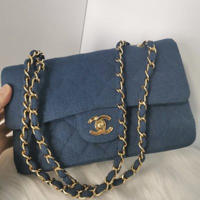 稀有Chanel vintage 藍色亞麻CF 23鏈條包