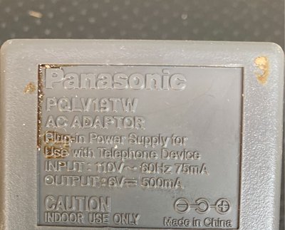 Panasonic 變壓器 6V /500mA 電線