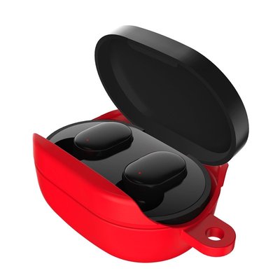 紅米耳機硅膠保護套 Redmi AirDots藍牙小米青春版充電盒 收納盒 附掛鉤   紅米運動耳機保護殼