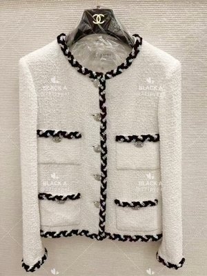 【BLACK A】Chanel 23C 白色斜紋軟呢編織毛呢外套 價格私訊