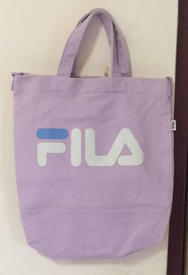 ✨正品FILA 高質感 帆布包 購物袋 大學生書袋 手提 肩背包 斜背包