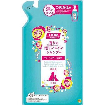 【JPGO】日本製 獅王LION 犬貓用 低刺激 寵物泡沫護毛清潔液 洗毛液 補充包 360ml~花香#584