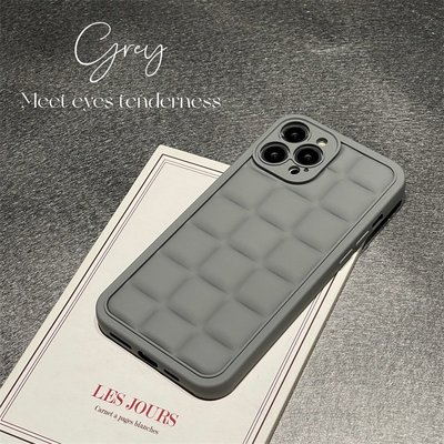 cilleの屋 For Iphone 14 Pro Max Case高級磨砂灰色方塊適用蘋果11 12 13 Pro Max 14
