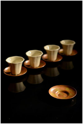 日本回流茶托5客老物件涂金銅