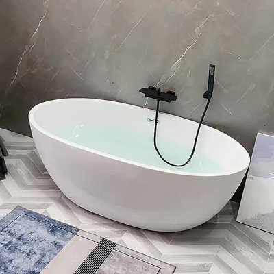 現貨 ROCA樂家亞克力家用小戶型浴缸恒溫薄邊浴缸獨立式橢圓無縫一體貴