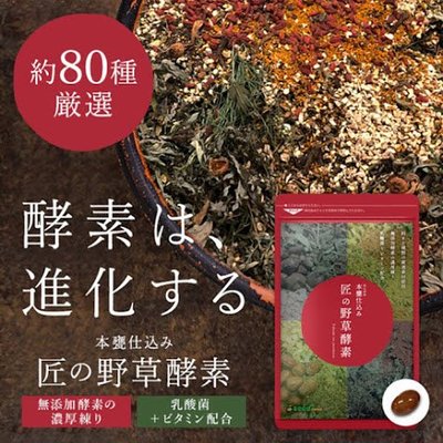 日本原裝 匠の野草酵素 80種野草酶濃縮 三個月份 90粒 膳食纖維 營養保健 食品【全日空】