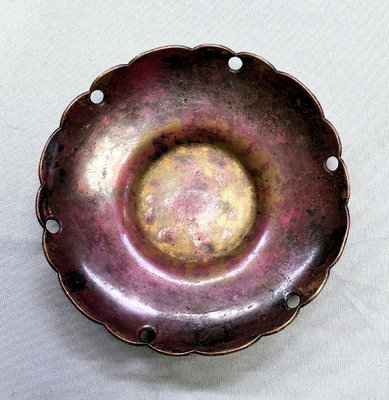 日本榮雅堂斑紫銅茶托，完整品，品相如圖，        ，編號2-3