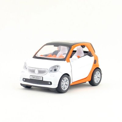 天鷹玩具 1:24 仿真Benz smart 斯瑪特 合金模型 迴力玩具汽車 白