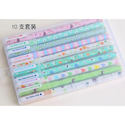 一組10支韓國清新彩色原子筆 中性筆 水性筆10支套裝 十色筆