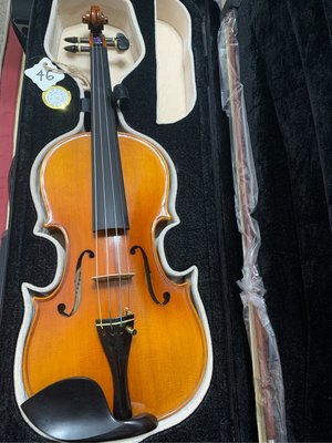 46號 4/4進口二手手工上海悦韻牌小提琴 音質好 市價4萬以上 高級烏木鑲嵌配件 特殊琴橋