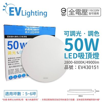 [喜萬年] EVERLIGHT億光 LED 星晴 50W 全電壓 調光調色 遙控 吸頂燈_EV430151