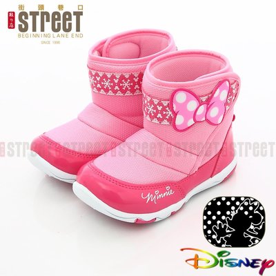 【街頭巷口 Street】Disney 迪士尼 可愛米妮大蝴蝶結 結晶圖案 魔鬼氈式 童短靴 KRM454613P 粉色