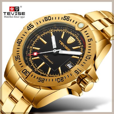 【潮裡潮氣】TEVISE特威斯機械表手錶防水爆款新款時尚全自動鋼帶男士腕錶t839a-002