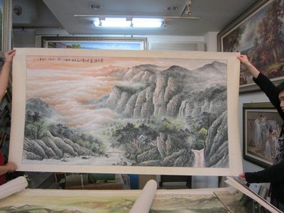 『府城畫廊-手繪國畫』山水畫－左流－90x180－(可加框)－歡迎查看關於我來聯繫－AF32