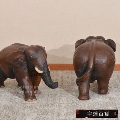《宇煌》動物迎賓裝飾品擺飾泰國門廳招財擺飾大象落地裝飾木雕客廳_TUgV