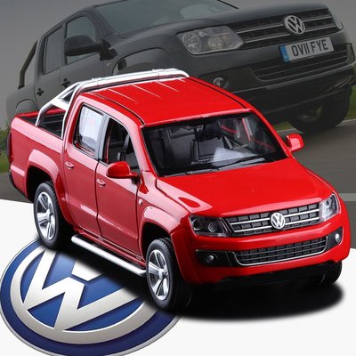 ╭。BoBo媽咪。╮彩珀 1:32 福斯 Volkswagen VW Amarok 皮卡車 越野車 聲光回力-現貨藍白紅