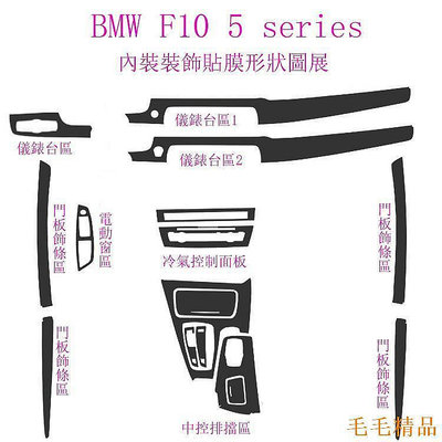 BMW F10 內裝 碳纖維 貼膜 5 series 專用 改裝 中控 檔位 儀表臺 卡夢 裝飾 貼膜 門板 保護 車貼