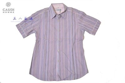 保證正品 GAUDI HOMME 專櫃 新光三越 雙色格子休閒襯衫 紫 / 粉M號《GD10》