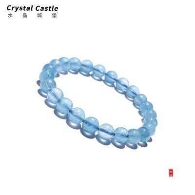CrystalC天然海藍寶手鏈女生7A收藏級冰種高透藍色水晶手串本命年