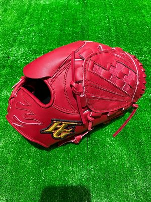 棒球世界全新HiGold硬式牛皮棒壘球投手全封檔手套特價紅色11.5吋