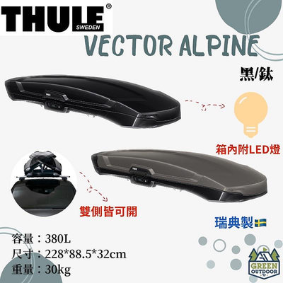 【綠色工場】Thule Vector Alpine 380L 鈦色/亮黑雙開 車頂箱 行李箱 裝備箱 車頂書包 車頂漢堡