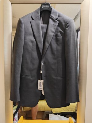 ARMANI COLLEZION全新真品羊毛混紡鐵灰色成套西裝(46號)---1.6折出清(不議價商品)