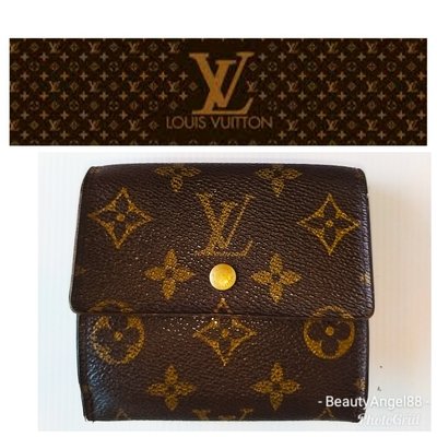 新 Louis Vuitton 短夾 LV 老花名牌 皮夾 零錢包 信用卡夾中性傳統花紋 真品$568 一元起標 有BV