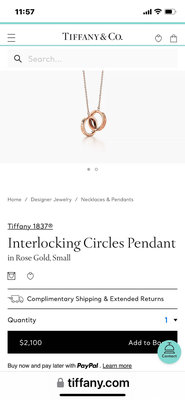Tiffany 1837 Interlocking Circles Pendant雙環玫瑰金項鍊