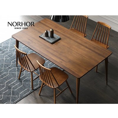 廠家現貨直發北歐表情NORHOR/墨爾本西餐桌/6人位實木可伸縮折疊小戶型胡桃色K