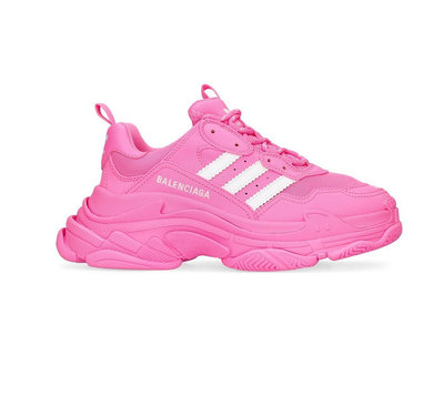 [全新真品代購-SALE!] BALENCIAGA X adidas 粉色皮質 老爹鞋 / 厚底鞋 (TRIPLE S)