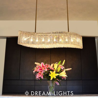 【DREAM LIGHTS獨家首創】施華洛世奇水晶120cm現代流線S型餐聽水晶吊燈|客製化流行水晶燈飾