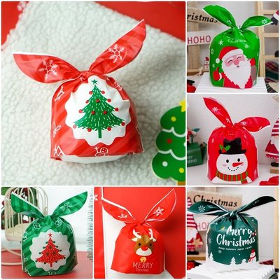 [愛雜貨]聖誕節 禮物綁口袋 兔耳朵 包裝袋 禮物盒 送禮 節慶 禮品 紙盒 糖果盒 盒子 包裝 手作