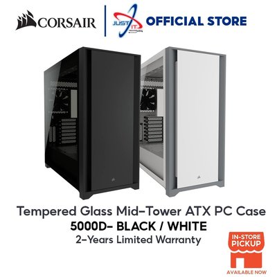 Corsair 5000D 鋼化玻璃中塔式 ATX 機箱 - (黑/白)-玖貳柒柒