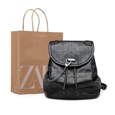 Zara 新款女士背包翻蓋柔軟時尚百搭大容量時尚背包休閒包
