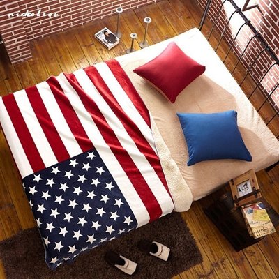尼克卡樂斯~美國旗英國旗羊毛絨大毯子 床用毯 沙發毯子 車用毯子 雙人棉被 加厚羊毛毯 工業風寢具