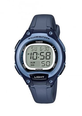 CASIO WATCH 卡西歐兒童清晰數字藍灰色冷光運動膠帶電子腕錶 型號：LW-203-2A【神梭鐘錶】