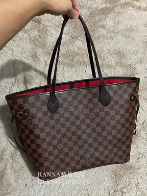 LV N41359 經典Damier棋盤格 Neverfull PM 子母包 棕色 棋盤格 現貨正品