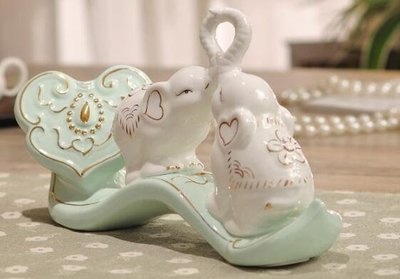 【熱賣精選】如意情侶夫妻大象擺件大象模型品居家裝飾品結婚禮物情人節禮物   1770c