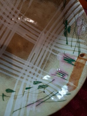 金欣古玩，台灣早期件，開片件，純手拉胚品碗盤瓷器拍賣～0837～